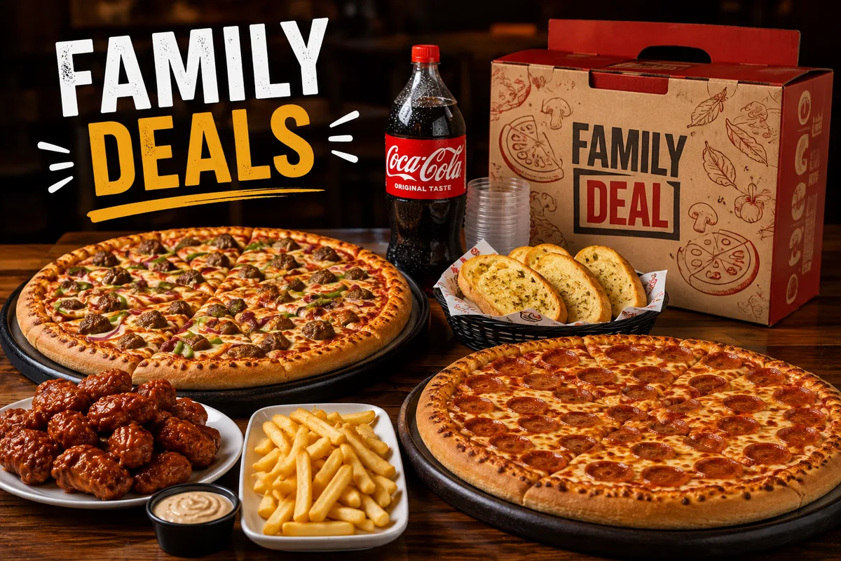 Family deal spread at Pizza Club Sargodha